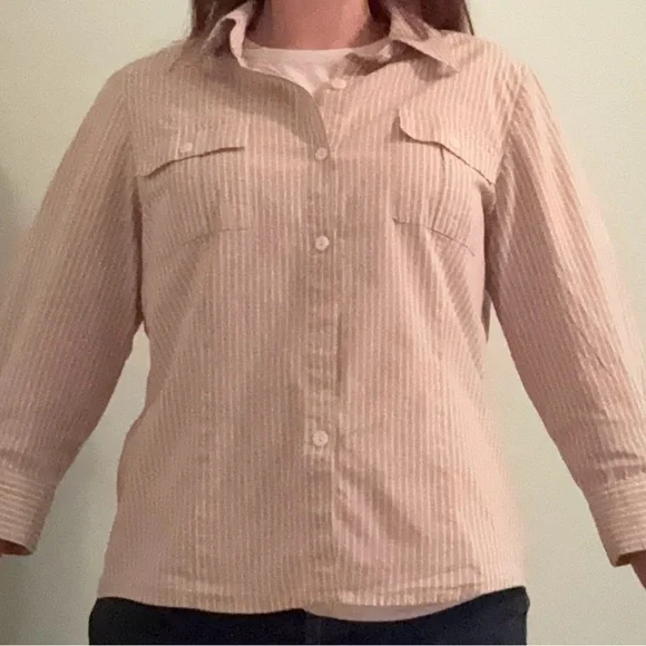 Rafaella Cream and Pink Striped Blouse - Picture 3 of 4